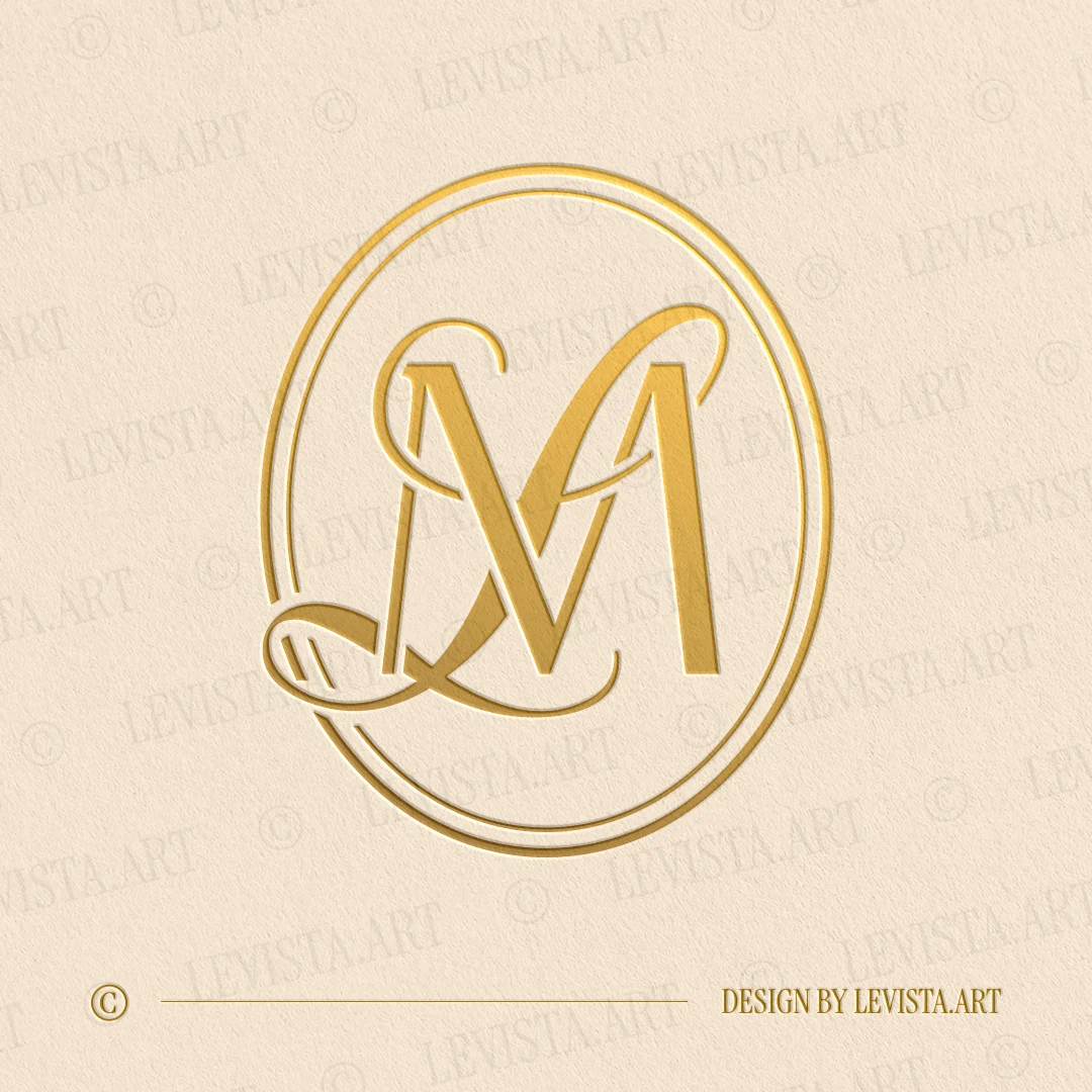 ML Monogram & LM Initials logo designed as an elegant wedding letter logo with a smooth and flowing letter composition, suitable for wedding branding, business logos and personal brand identity