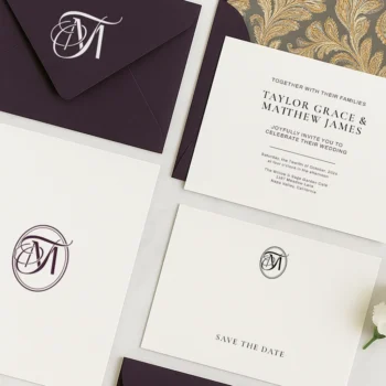 Wedding letter logo on invitation card