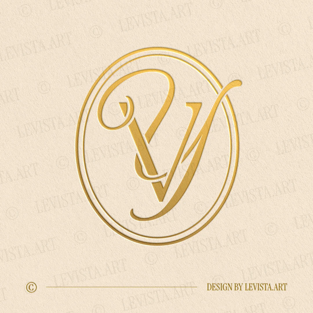 VY Initials logo & YV Monogram created as an elegant wedding letter logo with a balanced and harmonious letter composition, suitable for wedding branding, business logos and personal brand identity
