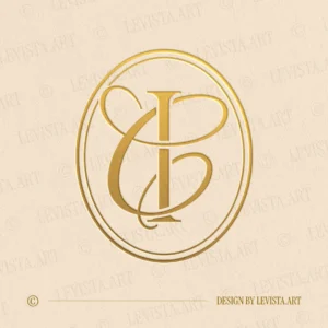Elegant IC & CI Monogram in gold – luxury letter logo design for weddings and events