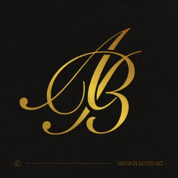 AB & BA Initials logo in gold – elegant wedding letter logo design for luxury events and branding