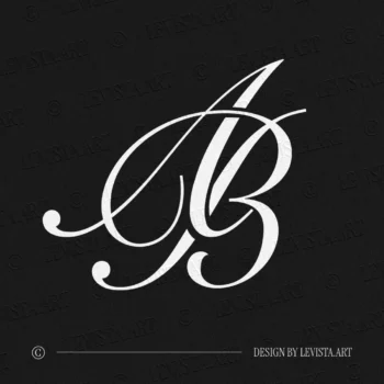 AB & BA letter logo on black background – refined and timeless design for modern weddings