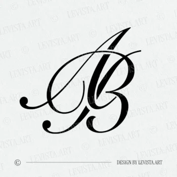 AB & BA monogram logo on white background – minimalist and versatile for elegant wedding stationery