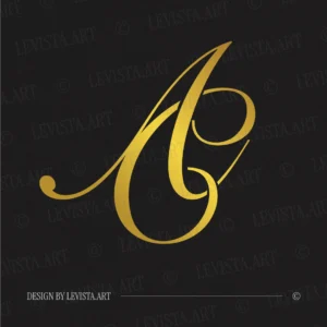 AC & CA Letter logo in gold on black background – elegant wedding monogram design for luxury branding and invitations