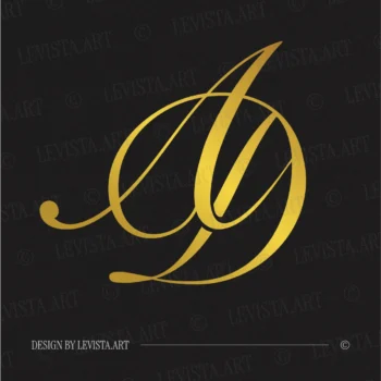 AD & DA Monogram in gold on black background – elegant wedding letter logo design for luxury branding and invitations