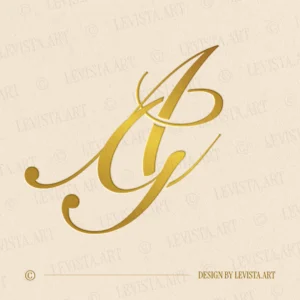 AG & GA Monogram in gold – elegant wedding letter logo design for luxury events and branding