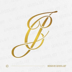CJ & JC Initials logo in gold – elegant wedding letter logo design for luxury events and branding