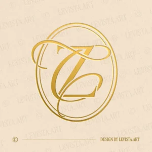 CZ & ZC Monogram in gold – elegant wedding letter logo design for luxury events and branding