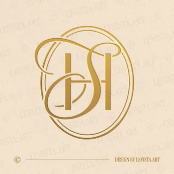 HS & SH Monogram in gold – elegant wedding initials logo for luxury events and branding