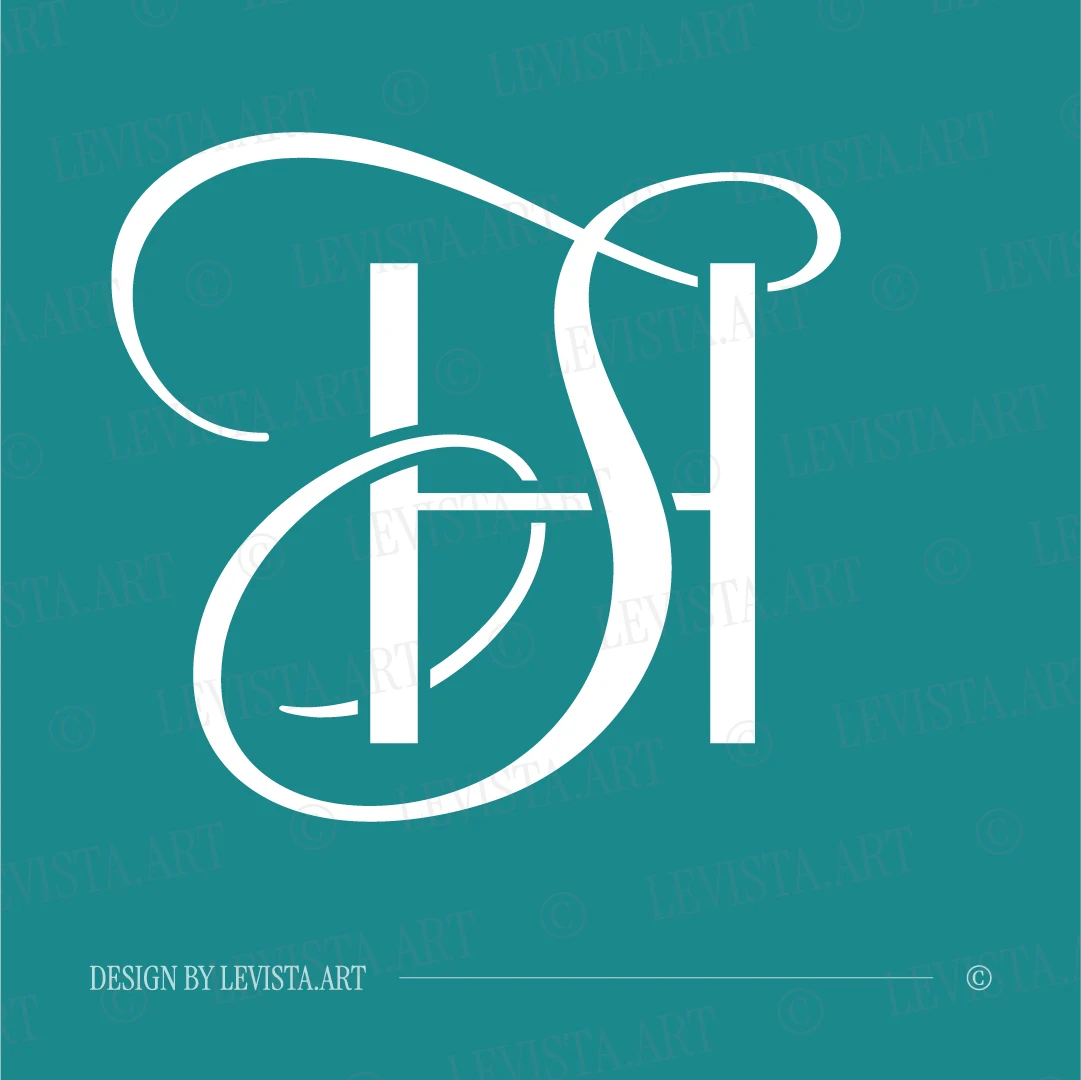 HS & SH Monogram logo | Wedding initials design 2 HS & SH wedding logo on soft colored background – stylish and modern design for invitations and decor