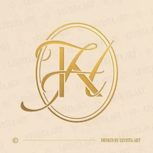 KH & HK Monogram in gold – elegant wedding letter logo design for upscale events and branding