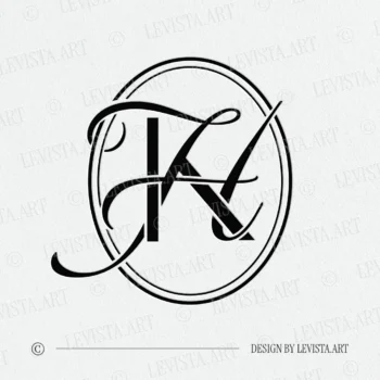 KH & HK Monogram on white background – minimalist and stylish wedding letter logo design
