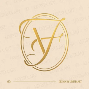 VF & FV Monogram in gold – elegant wedding letter logo design for upscale events and branding