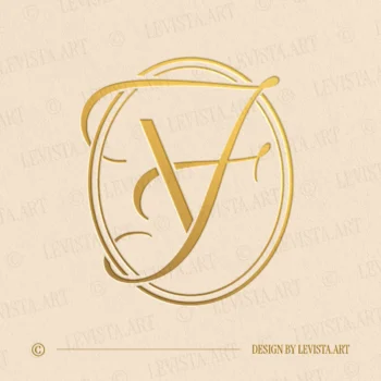 VF & FV Monogram in gold – elegant wedding letter logo design for upscale events and branding