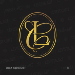 CL & LC Monogram in gold on black background – elegant wedding letter logo design for invitations and luxury branding