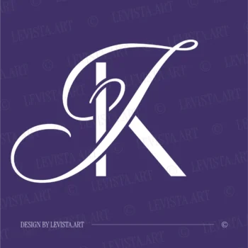 KJ & JK Monogram on colored background – stylish wedding logo design for invitations, decor, and premium identity