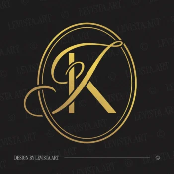 KJ & JK Monogram in gold on black background – elegant wedding letter logo design for luxury branding and invitations