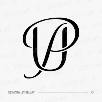 UP & PU Monogram in black on white background – minimalist initials logo design for wedding stationery and modern branding