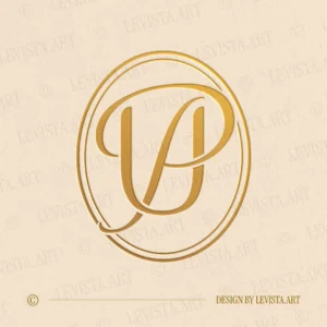 UP & PU Monogram in gold on black background – elegant wedding letter logo design for luxury branding and invitations