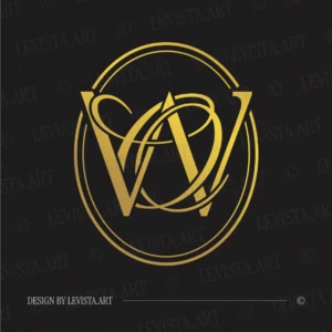 WO & OW Monogram in gold on black background – elegant wedding letter logo design for luxury branding and invitations