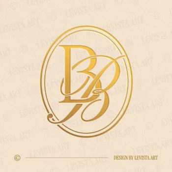 BB Monogram in gold on black background – elegant wedding initials logo design for luxury branding and invitations