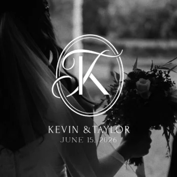 KT & TK Monogram logo | Wedding letter logo design White KT and TK wedding monogram as luxury letter logo design on photo for refined stationery & décor, signage or floor wrap