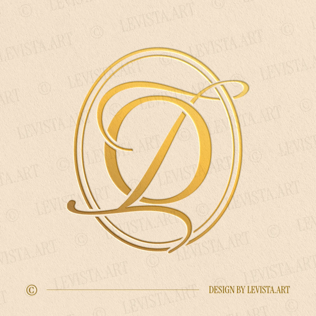 Elegant OI & IO monogram logo in gold for luxury wedding letter design