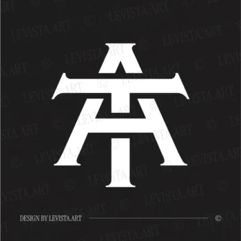 AT Monogram & TA logo shown as an exclusive letter logo design on a black background, modern monogram logo created for business branding, personal brand identity, and professional logo design