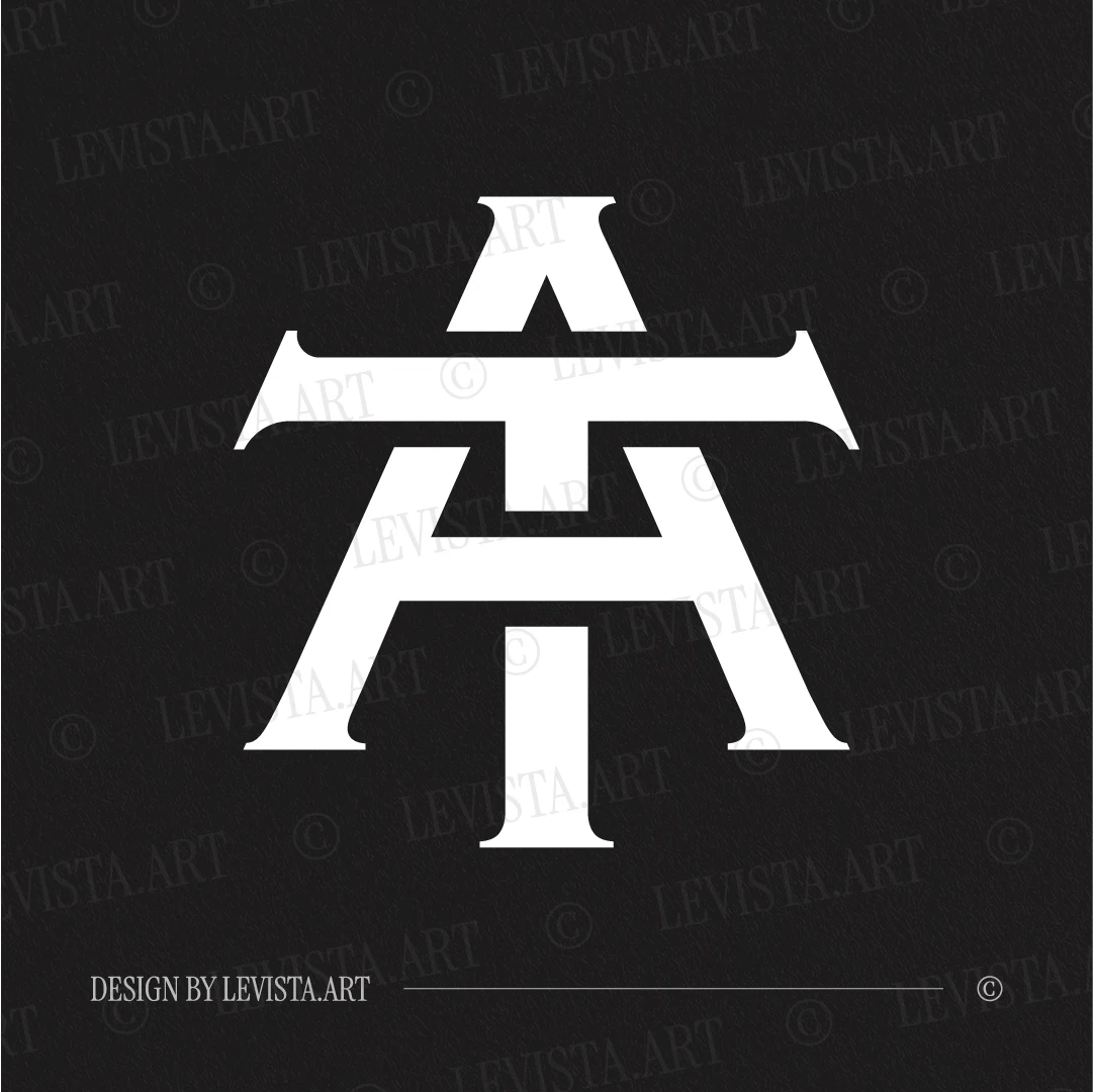 AT Monogram & TA logo | Letter logo design 1 AT Monogram & TA logo shown as an exclusive letter logo design on a black background, modern monogram logo created for business branding, personal brand identity, and professional logo design