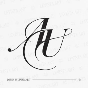 AU Monogram | Letter logo design AU initials logo in black – minimalist logo design for modern branding and stationery