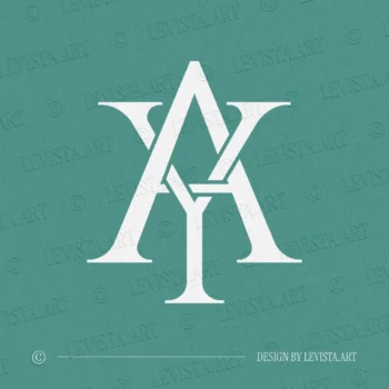 AY & YA Monogram | Minimalist Letter Logo Design 4 AY & YA monogram logo displayed on a soft, elegant color background – a stylish initials logo designed for brand stationery, digital assets, and personal branding materials.