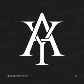 AY & YA Monogram | Minimalist Letter Logo Design 5 AY & YA letter logo presented in white on a dark background – a refined monogram design suitable for business identity and polished personal branding.