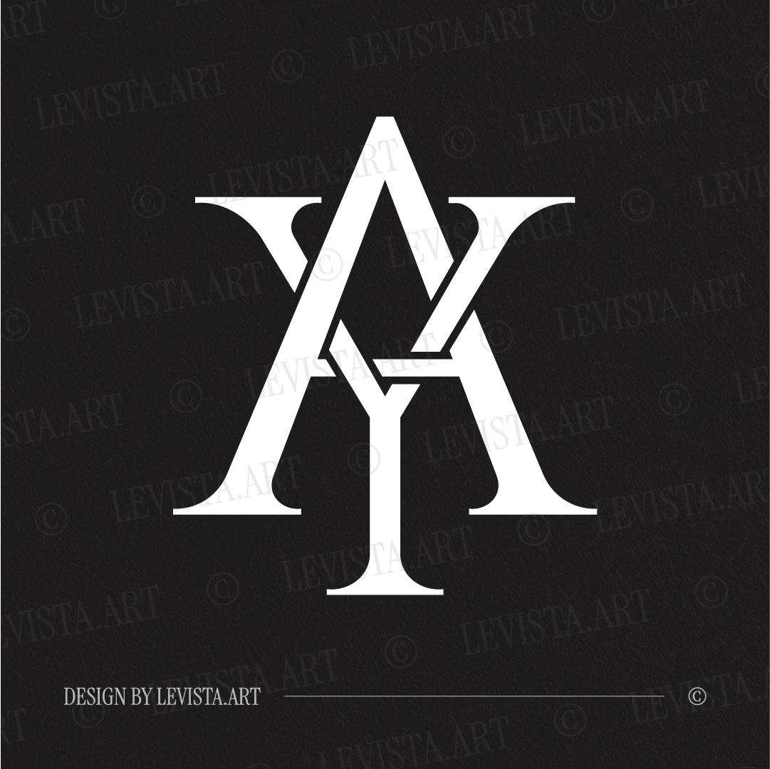 AY & YA Monogram | Minimalist Letter Logo Design 3 AY & YA letter logo presented in white on a dark background – a refined monogram design suitable for business identity and polished personal branding.