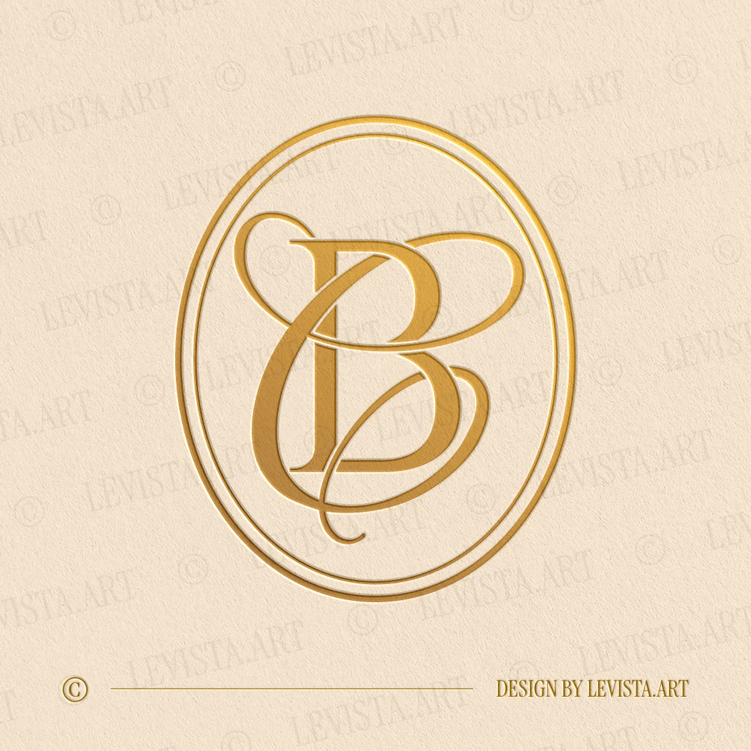 BC & CB monogram logo in gold on textured background – elegant wedding letter design for luxury invitations and branding