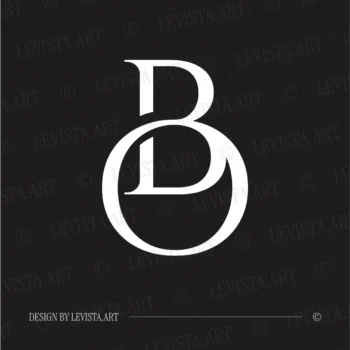 BO & OB Monogram in white on black background – modern luxury letter logo design for wedding stationery and premium branding