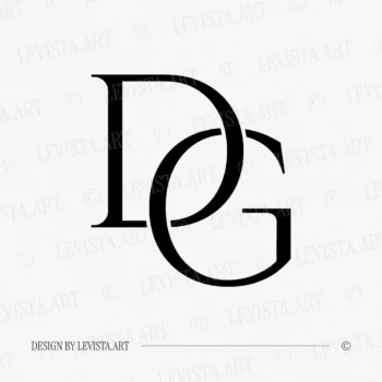DG monogram logo in black on white background – elegant minimalist letter logo design for wedding and luxury branding