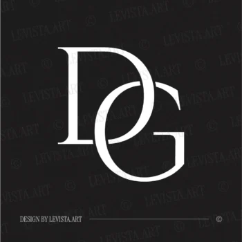 DG Monogram logo | Letter logo design 5 DG monogram logo in white on black background – modern luxury letter logo for wedding stationery and premium branding