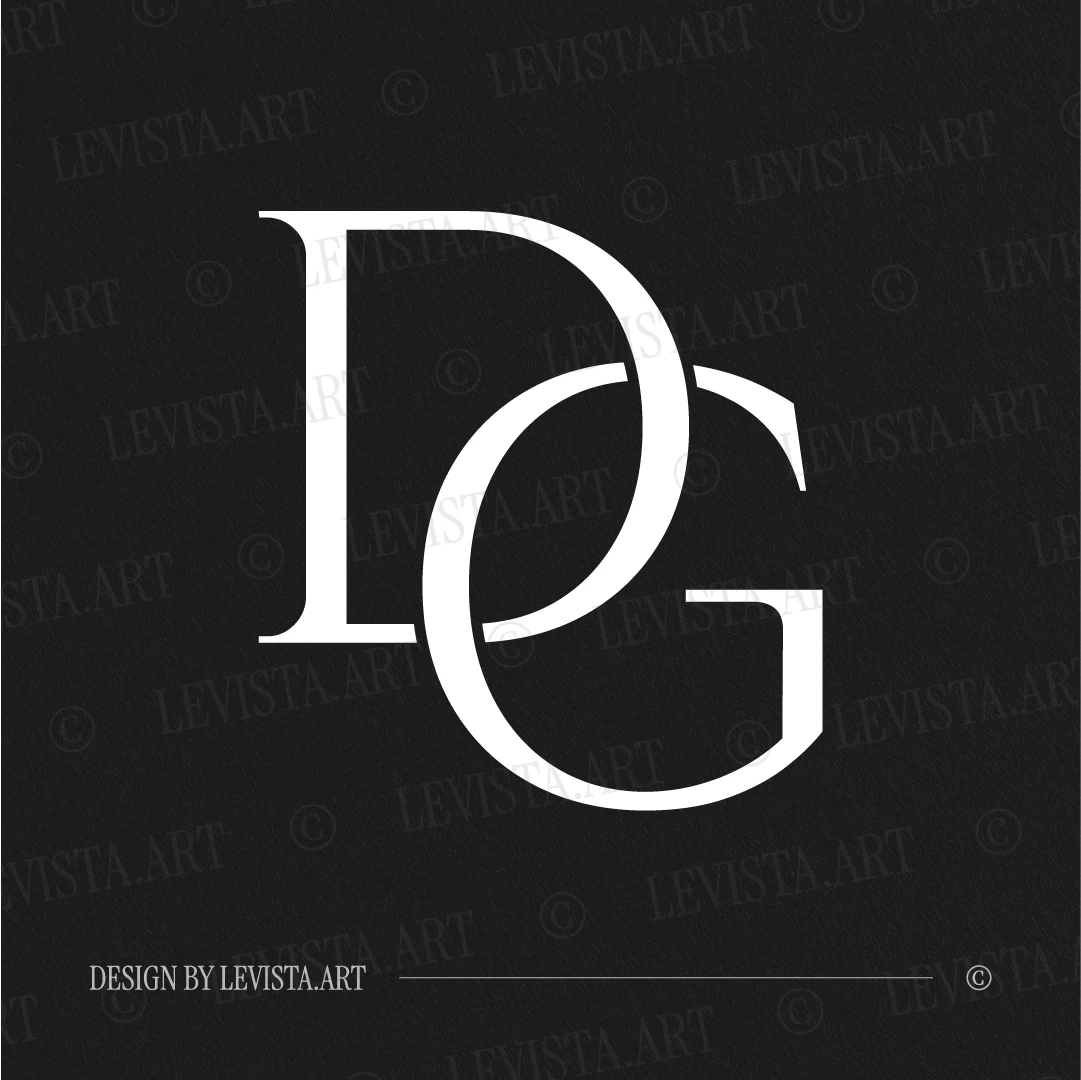 DG Monogram logo | Letter logo design 3 DG monogram logo in white on black background – modern luxury letter logo for wedding stationery and premium branding