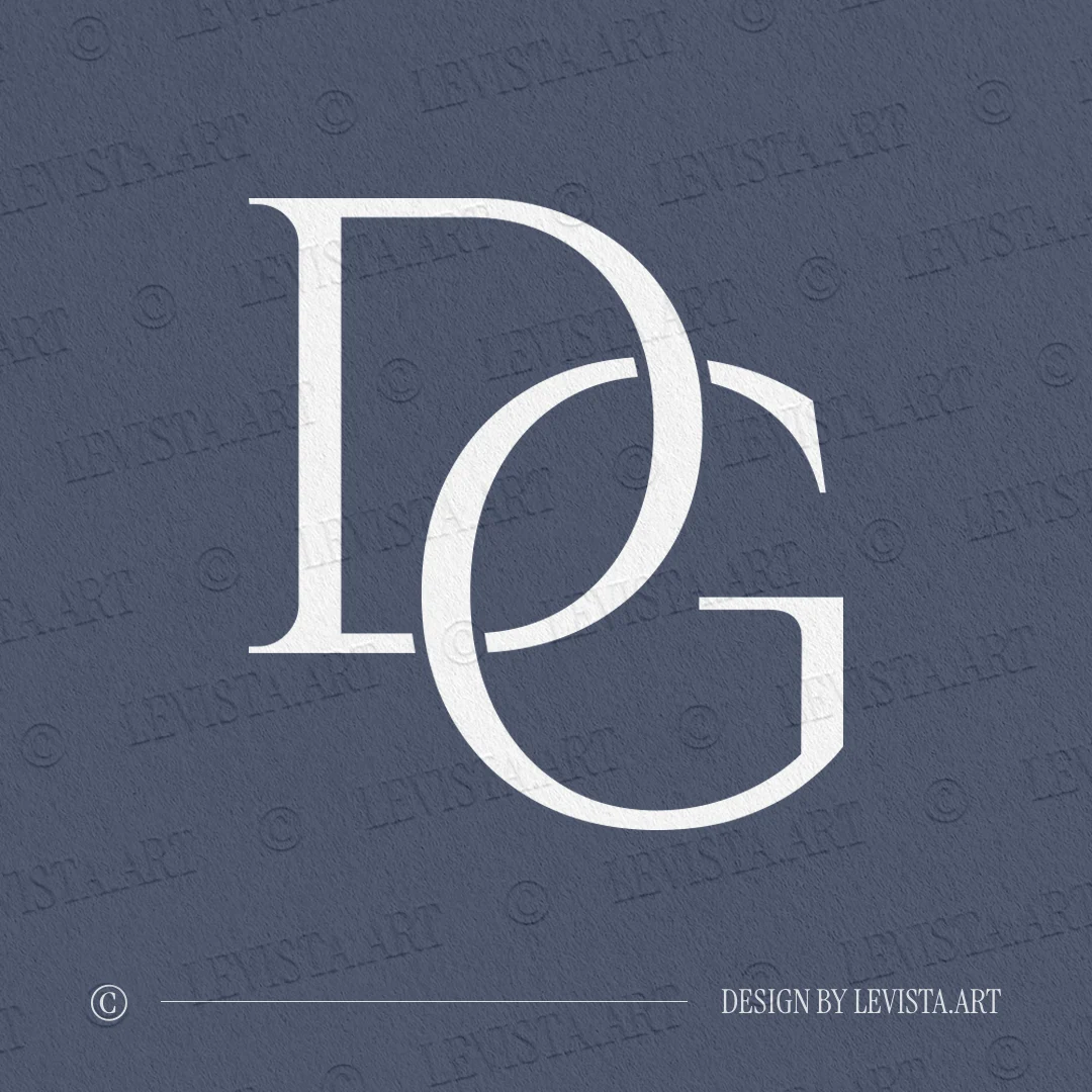 DG Monogram logo | Letter logo design 2 DG monogram logo on luxury background – refined letter logo design for high-end wedding and brand identity