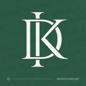 DK & KD Monogram | Letter logo design 4 DK & KD monogram logo displayed in white on a soft luxury-tone background – stylish initials logo designed for business stationery, premium branding, and personal brand materials.