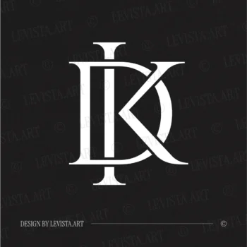 DK & KD Monogram | Letter logo design 5 DK & KD monogram letter logo presented in white on a deep dark background – refined initials logo created for business identity and elegant personal branding.