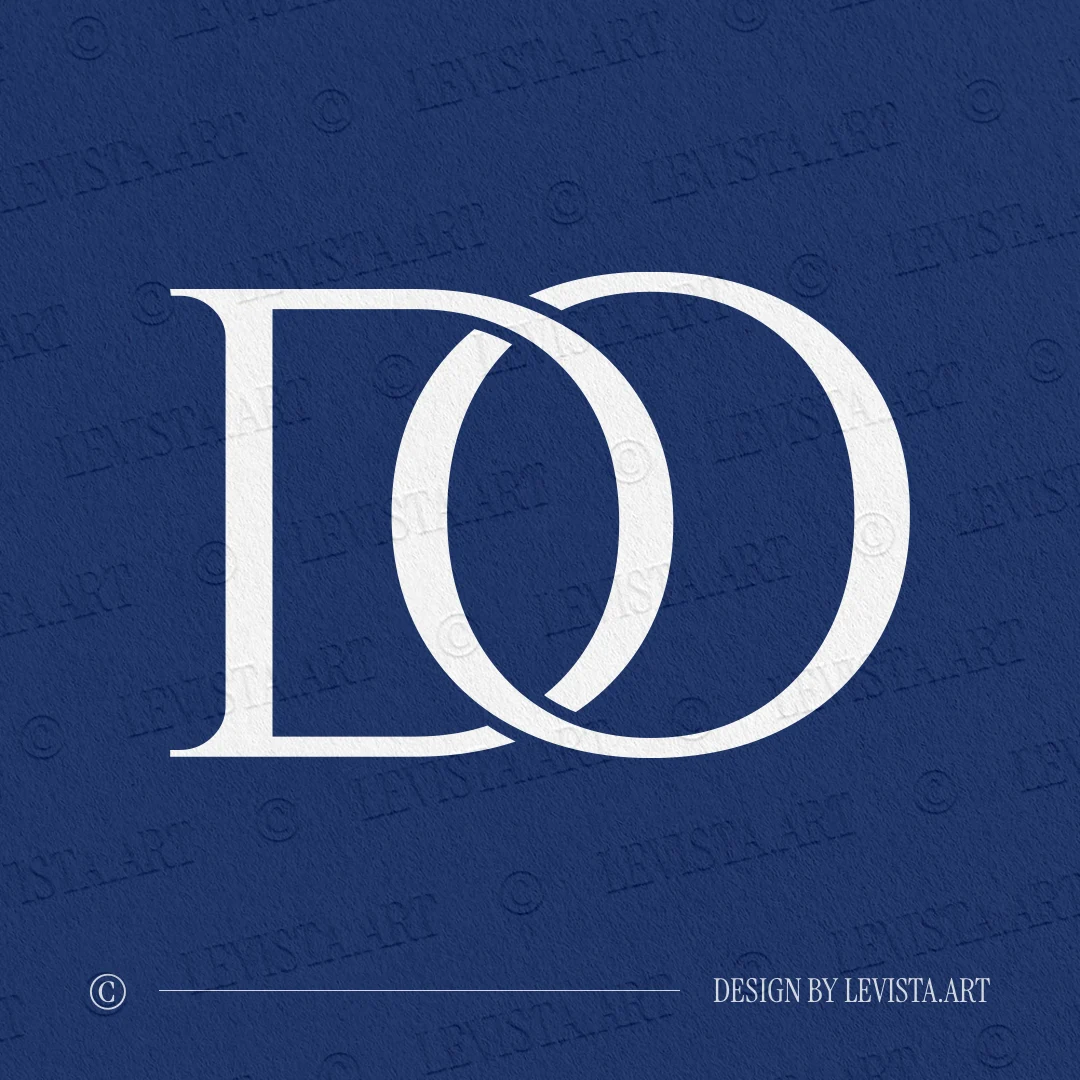 DO Monogram & Letter Logo | Initials Logo Design 2 DO monogram logo displayed in white on a soft luxury-tone background – stylish initials logo designed for business stationery, premium branding, and personal brand materials.