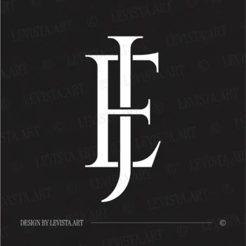 JE & EJ Monogram | Letter logo design 5 JE & EJ letter logo displayed in white against a dark background – a refined monogram design suitable for business branding and polished personal use.