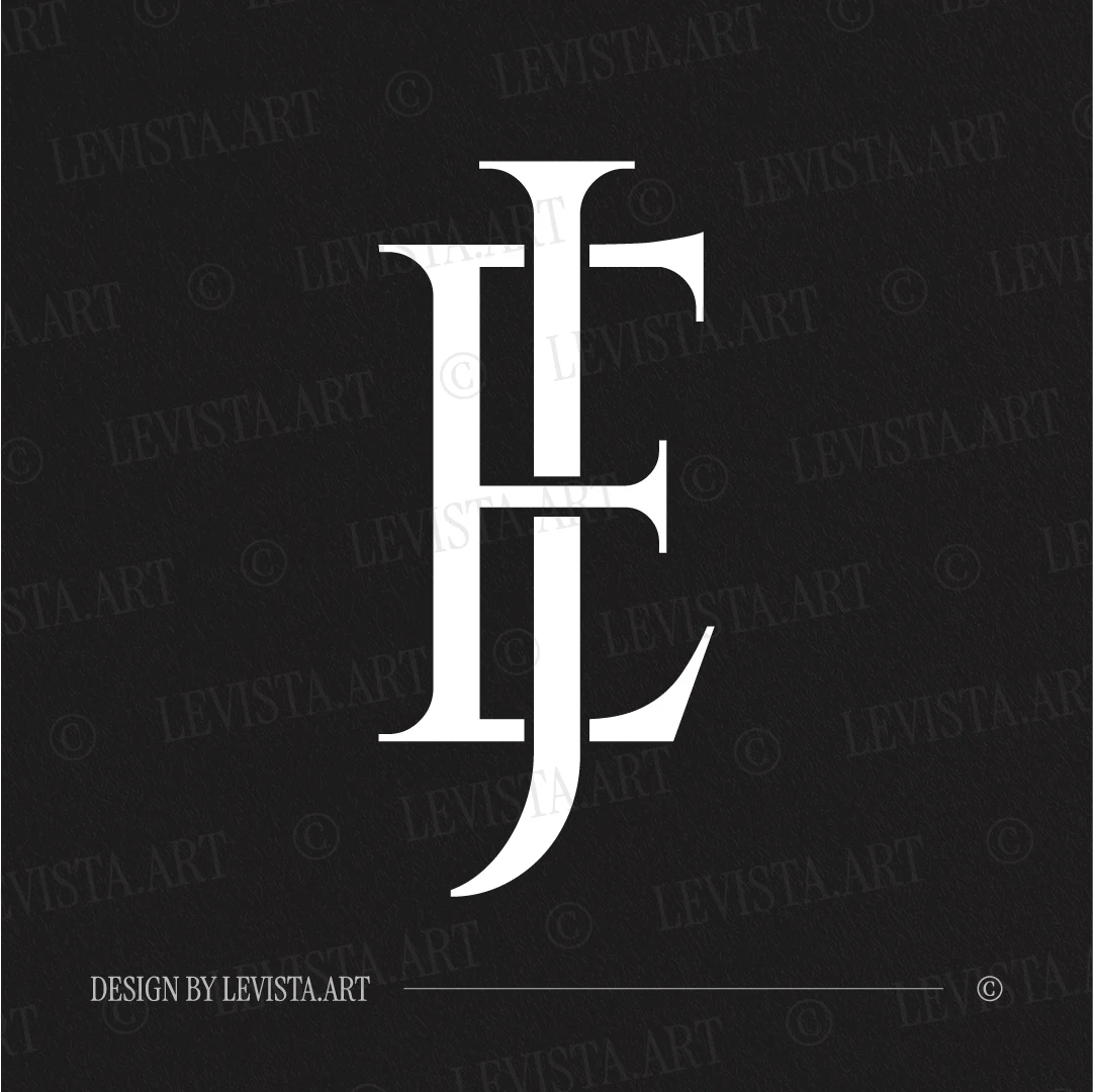 JE & EJ Monogram | Letter logo design 3 JE & EJ letter logo displayed in white against a dark background – a refined monogram design suitable for business branding and polished personal use.