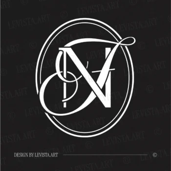 NF & FN monogram framed on black background – luxurious wedding letter logo design for elegant branding