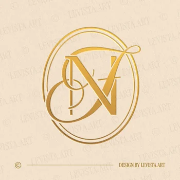NF & FN Monogram in gold on textured background – elegant wedding letter logo for luxury branding and invitations