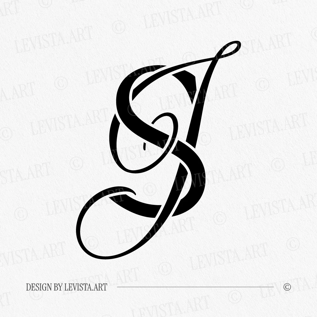 SJ & JS Wedding Monogram | Initials logo design 3 SJ JS Initials black on light