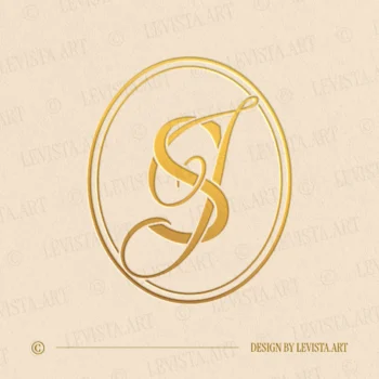 SJ & JS wedding monogram in gold on textured background – elegant initials logo design for luxury invitations and branding