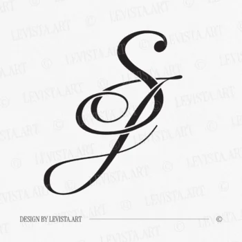 SJ & JS monogram in black on light background – minimalist wedding letter logo design for elegant branding and decor
