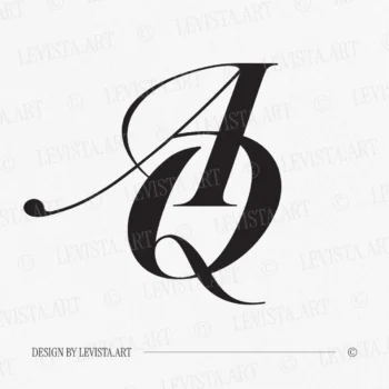 AQ Monogram, QA Initials logo minimalist wedding monogram and wedding initials logo, clean wedding letter logo for modern stationery